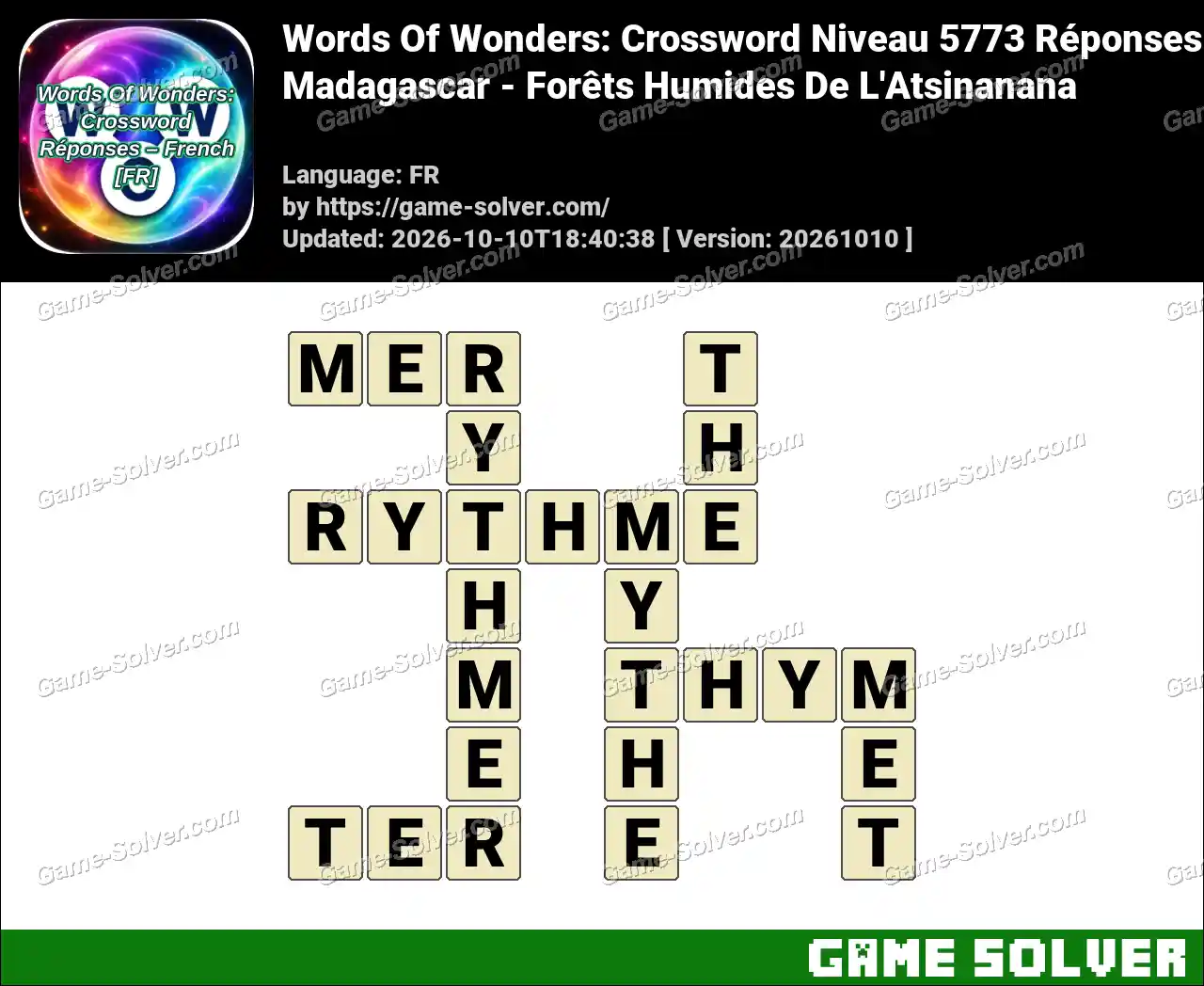 Words Of Wonders: Crossword Niveau 5773 Réponses – Madagascar – Forêts Humides De L’Atsinanana